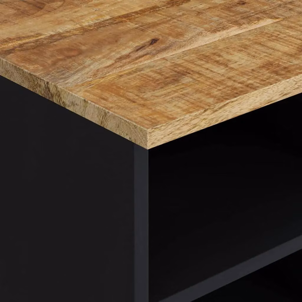 Berkfield Home TV Cabinet in Brown and Black, Solid Mango and Engineered Wood, W/D/H: 100 x 33 x 46 cm – 3