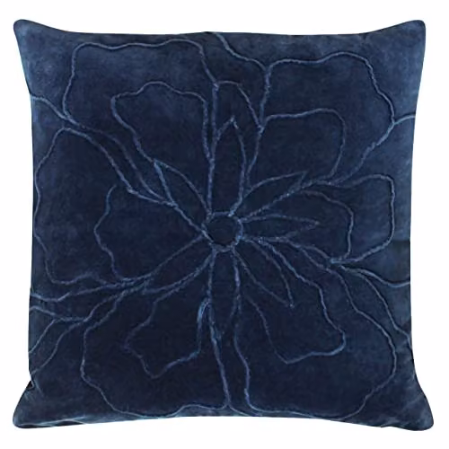 Furn Angeles Floral Pleated Velvet Cushion in Blue, W/D/H: 45 x 45 x 45 cm – 1