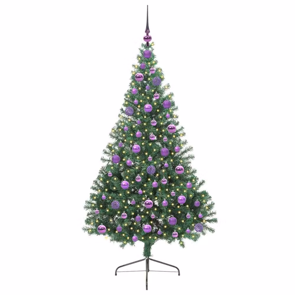 Berkfield Home Artificial Pre-lit Christmas Tree in Green, Height: 180 cm – 3