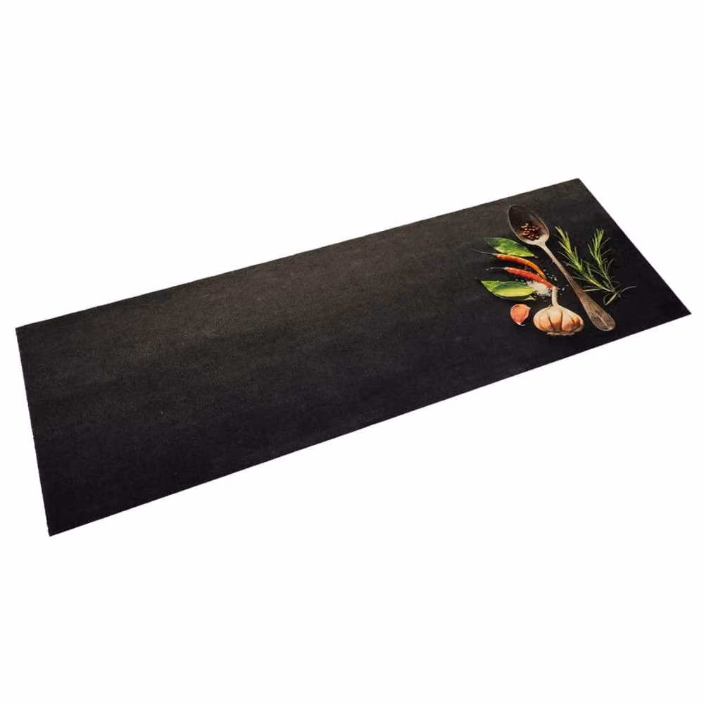 Berkfield Home Spices Washable Kitchen Rug, Black Velvet, W: 60 cm, L: 180 cm – 2