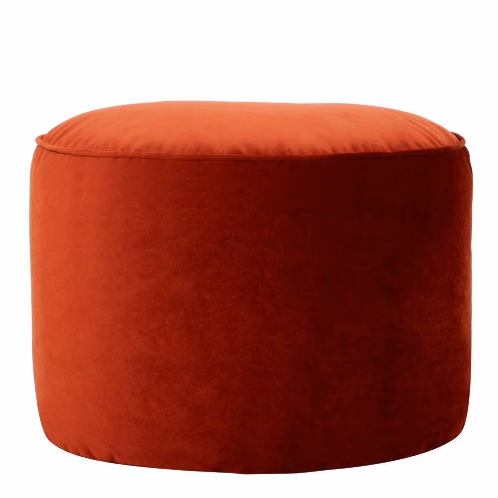 icon Milano Orange Velvet Round Bean Bag Footstool – 3