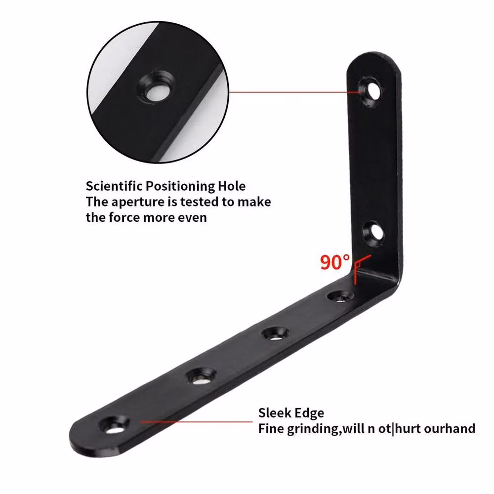 FLAVORA 8-Piece Heavy Duty Cast Iron Shelf Bracket Supports in Black, W: 100 cm, D: 52 cm – 2