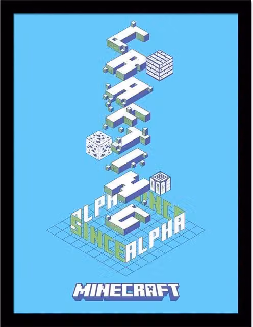 Minecraft Alpha Framed Paper Poster in Mid Blue