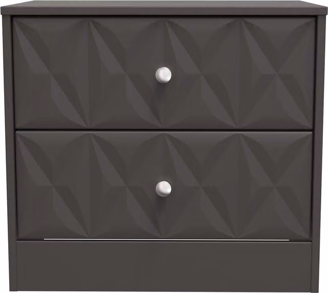 Ready Assembled 2 U Memphis 2 Drawer Side Table in Dark Grey