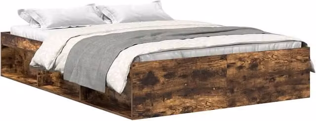Berkfield Home Small Double Bed Frame in Smoked Oak Brown, W/D/H: 120 x 190 cm – 1