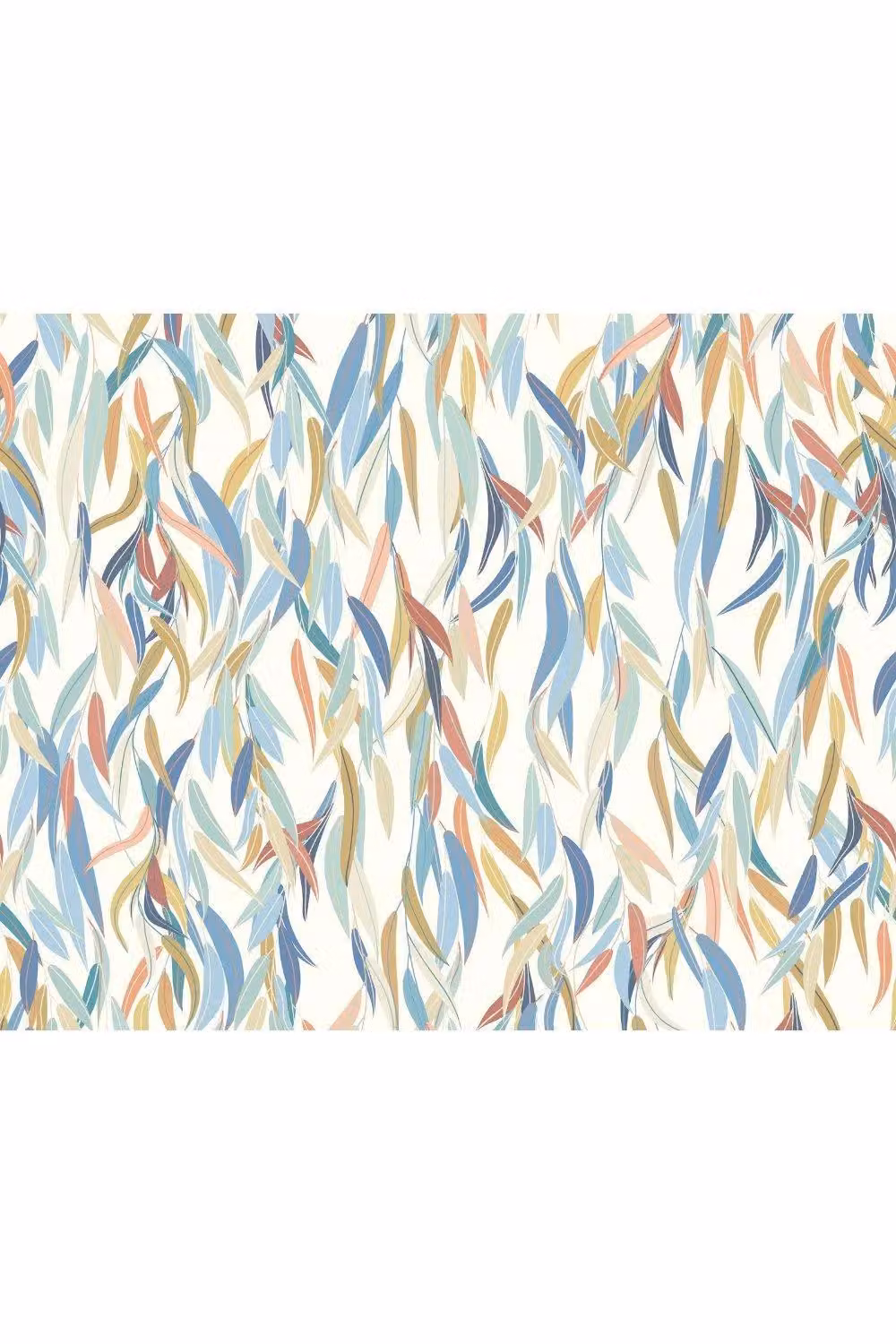 Origin Murals Willow Leaves Floral Wall Mural in Blue and Multicolour, W: 350 cm, H: 280 cm – 2