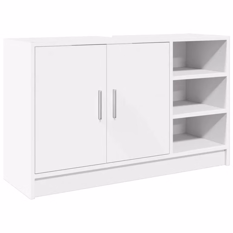Berkfield Home White Modern Matt Bathroom Sink Cabinet W/D/H: 90 x 29 x 55 cm