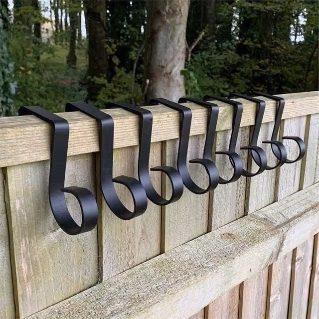 Nordara Black Steel Garden Fence Hook Bracket for Hanging Bird Feeders, Pack of 8 – 1