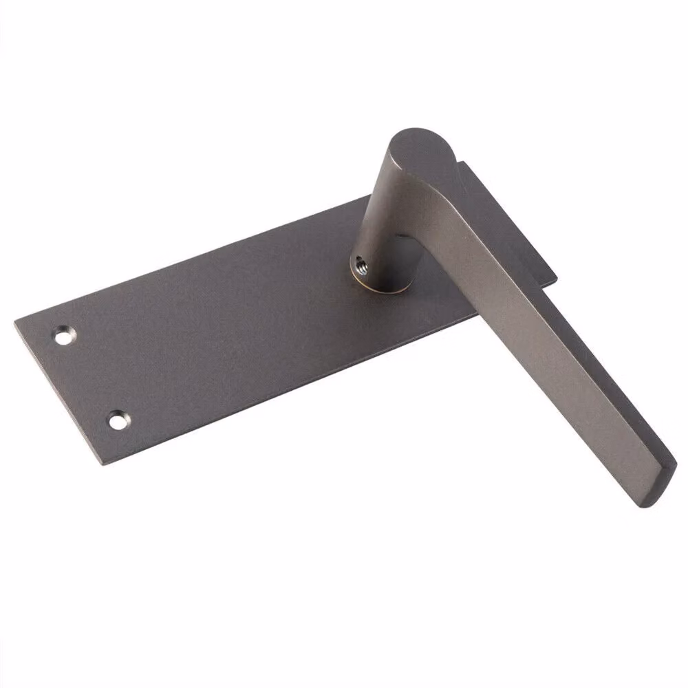 Loops Pair of Flat Straight Handle on Slim Latch Backplate, Matt Bronze, W: 150 mm x H: 50 mm – 3