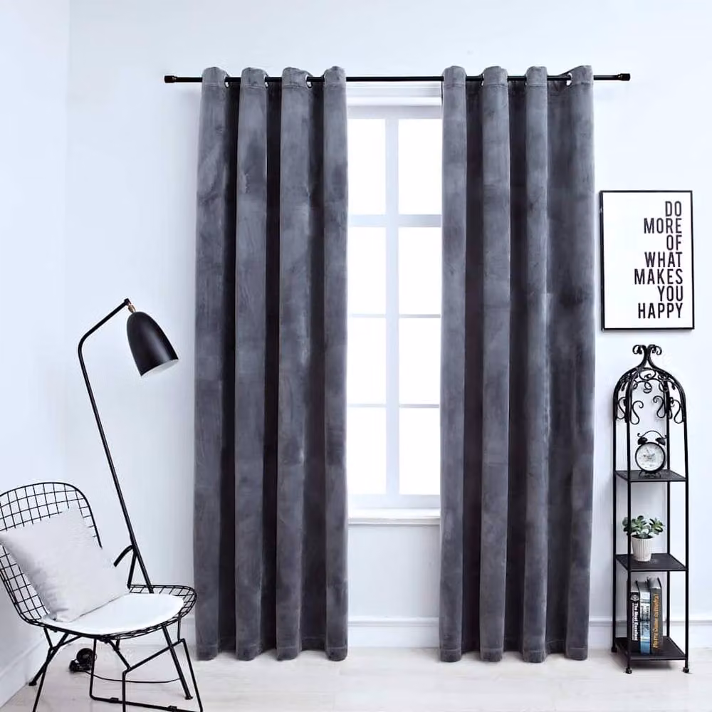 Berkfield Home Blackout Velvet Curtains with Eyelets, 2 Pack, Anthracite Grey, W: 140 cm, H: 225 cm – 2