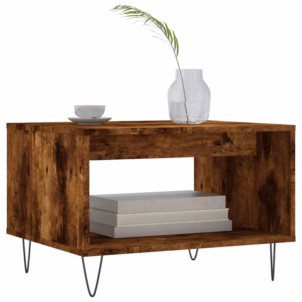 Berkfield Home Smoked Oak Coffee Table in Brown, W/D/H: 60 x 50 x 40 cm – 3