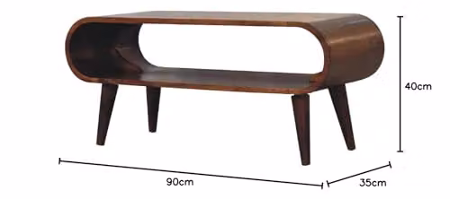 Artisan Furniture Amaya Mango Wood Nordic Style Coffee Table, Brown, W/D/H: 90 x 40 x 35 cm – 3
