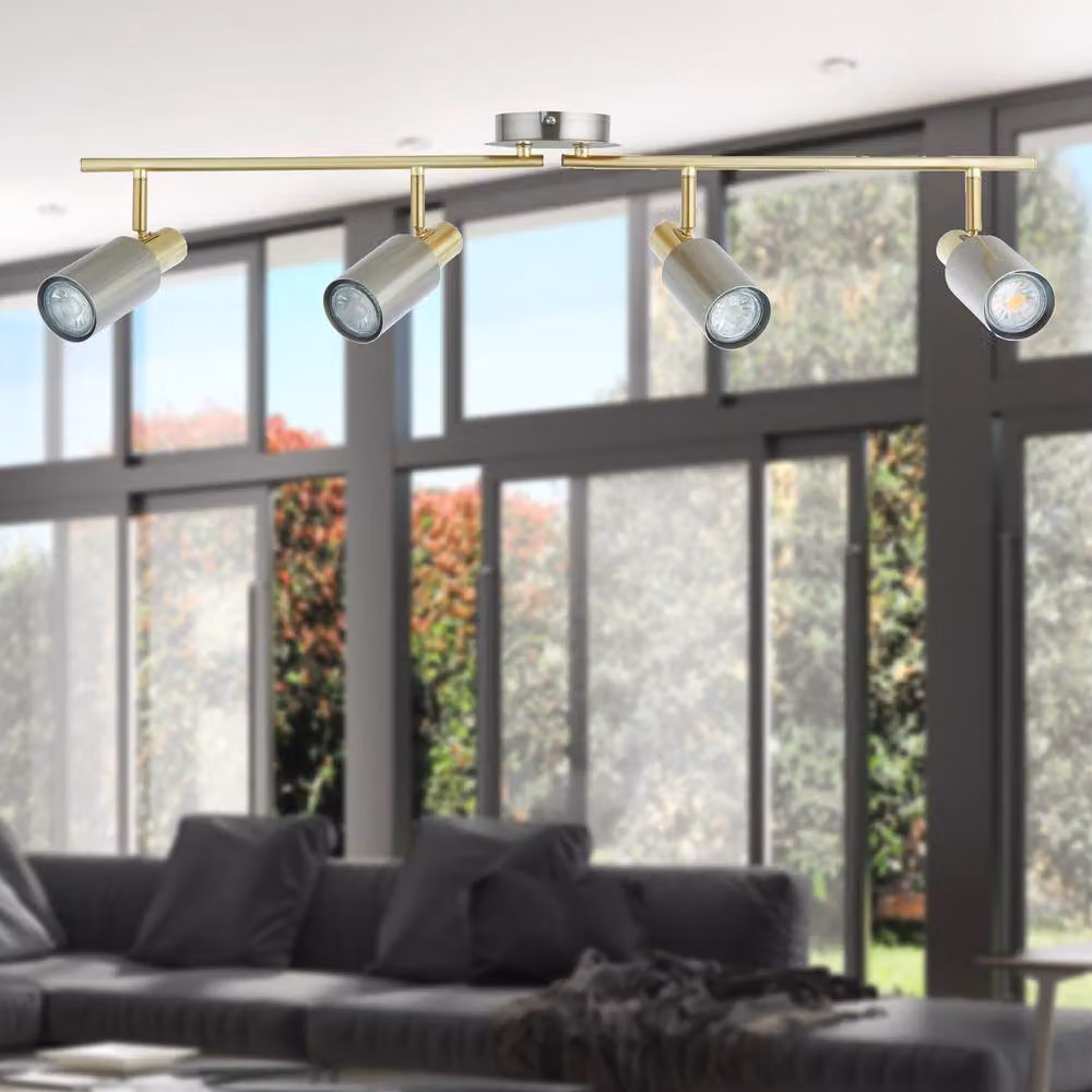 First Choice Lighting Collin Set of 2 4 Way Ceiling Spotlights in Silver and Gold/Brass – 3