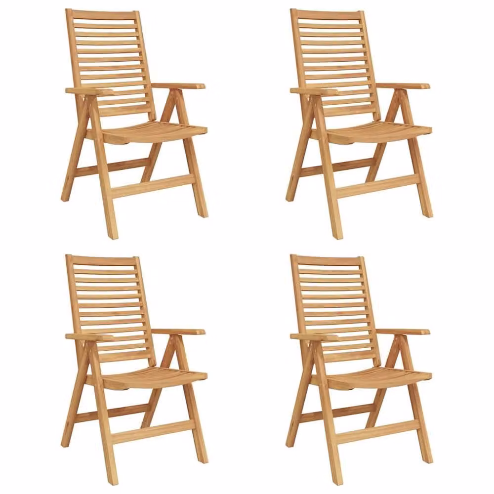 Berkfield Home Modern Foldable Garden Chairs, Set of 4, Brown Oiled Solid Teak Wood – 2