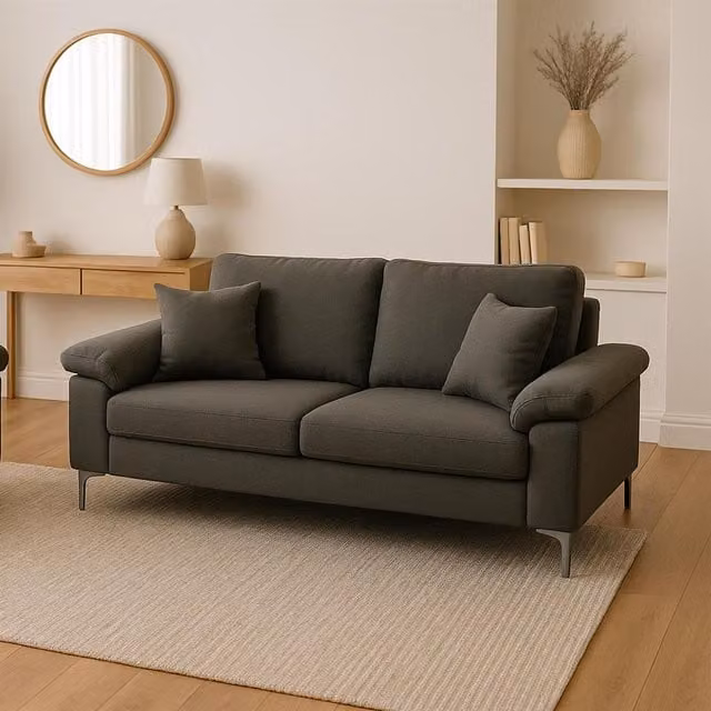 Kosy Koala Modern Grey Fabric 2 and 1 Seater Sofa Set with Scatter Cushions