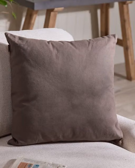 Dibor Plain Brown Cotton Square Indoor Outdoor Garden Furniture Cushion, W: 50 cm x L: 50 cm