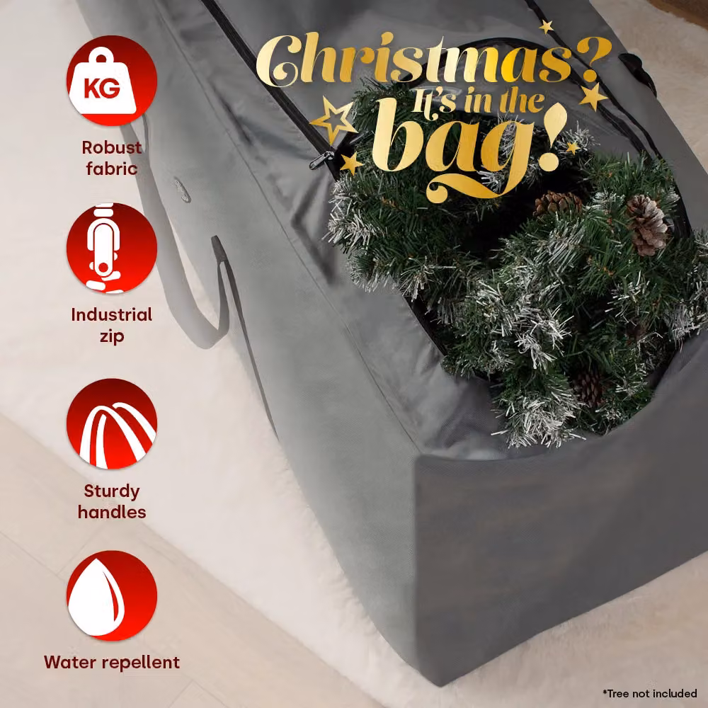 Christmas Village 9ft Premium Christmas Tree Storage Bag, Grey (H 165.0 x W 76.0 x D 34.0 cm) – 3