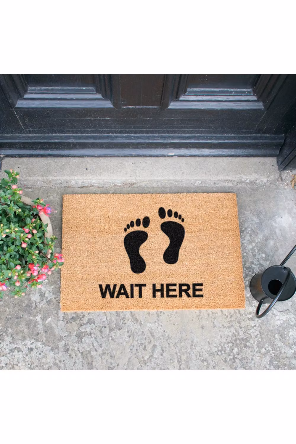 Artsy Mats Wait Here Doormat, Black and Multicolour Coir Graphic Design, W: 60 cm, D: 40 cm – 2