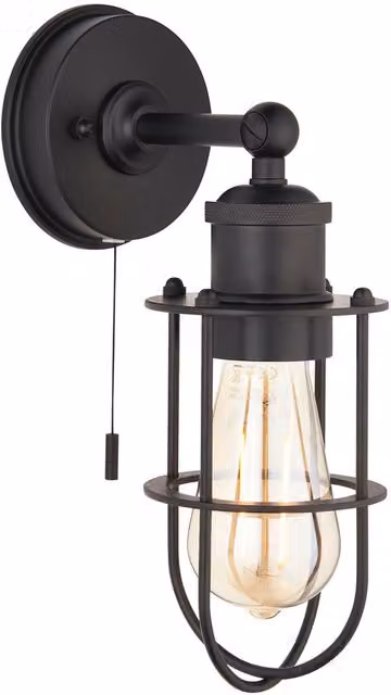 Merano Black Metal IP44 Bathroom Wall Lamp