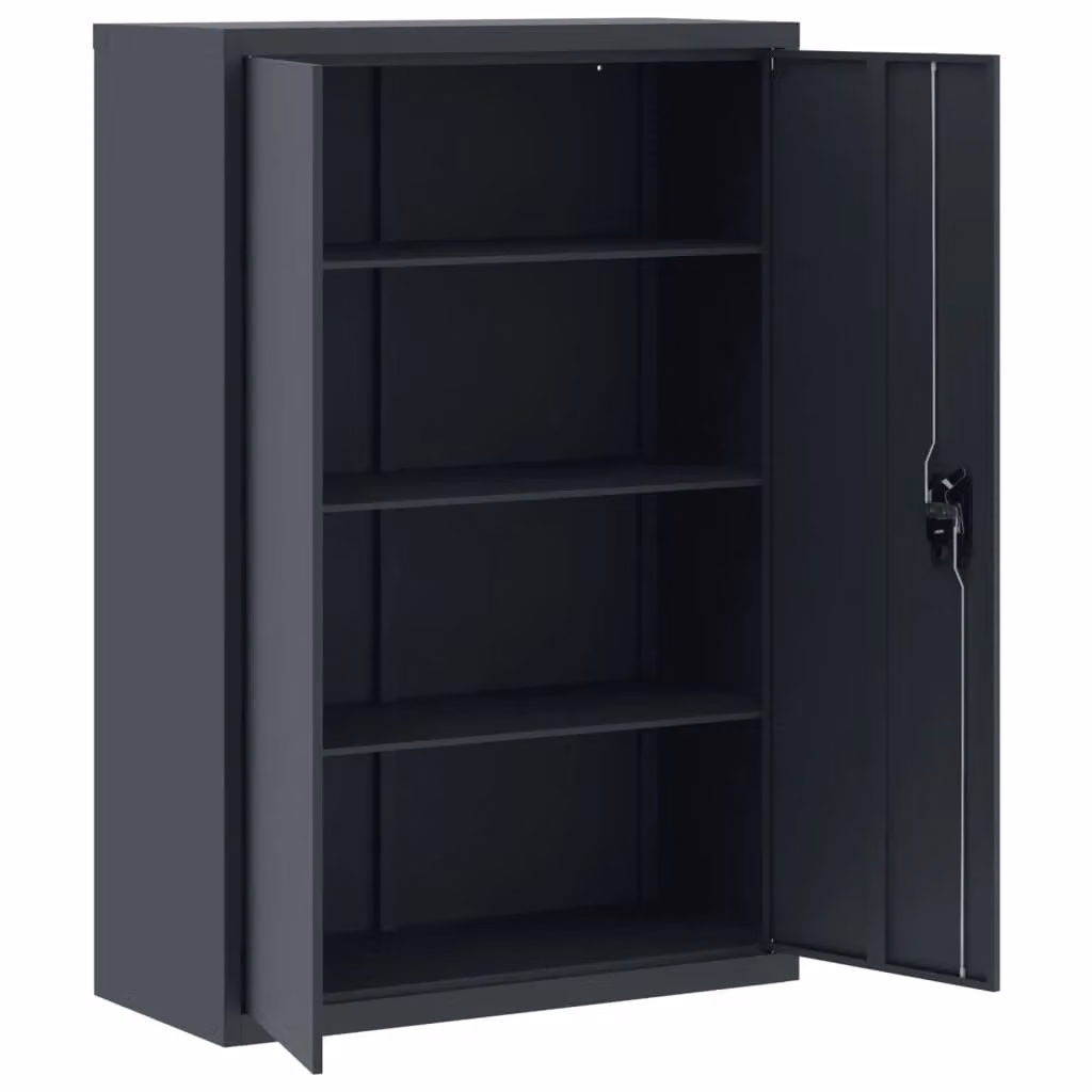 Berkfield Home Anthracite Metal File Cabinet with Hinged Doors and Lock, W/D/H: 90 x 40 x 140 cm – 3