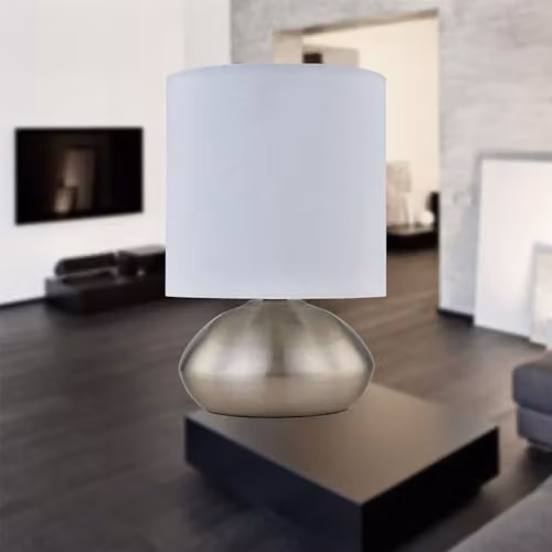 First Choice Lighting Jenson Set of 2 Touch Table Lamp Bases in Brushed Chrome Silver, H 23 cm – 2