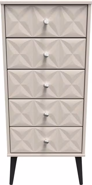 Ready Assembled 2 U Toledo 5 Drawer Tallboy in Taupe