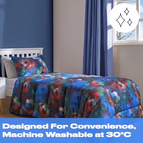 OHS Single Football Themed Coverless Duvet and Pillowcase Set, 10.5 Tog, Multicolour Microfibre, W/D/H: 135 x 200 cm – 2