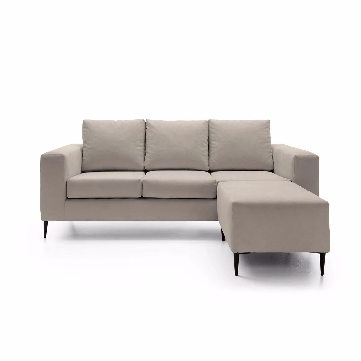 Abakus Direct Capri Reversible L-Shape Corner Sofa with Matching Ottoman in Sand Beige – 3