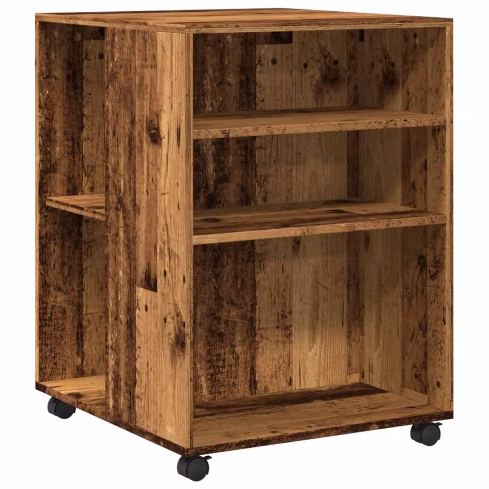 Berkfield Home Side Table with Wheels in Old Wood Brown, W/D/H: 55 x 60 x 78 cm – 2