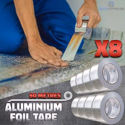 Deco Express Silver Aluminium Foil Insulation Tape, 8 Rolls, Width: 4.5 cm, Length: 50 m per roll – 2