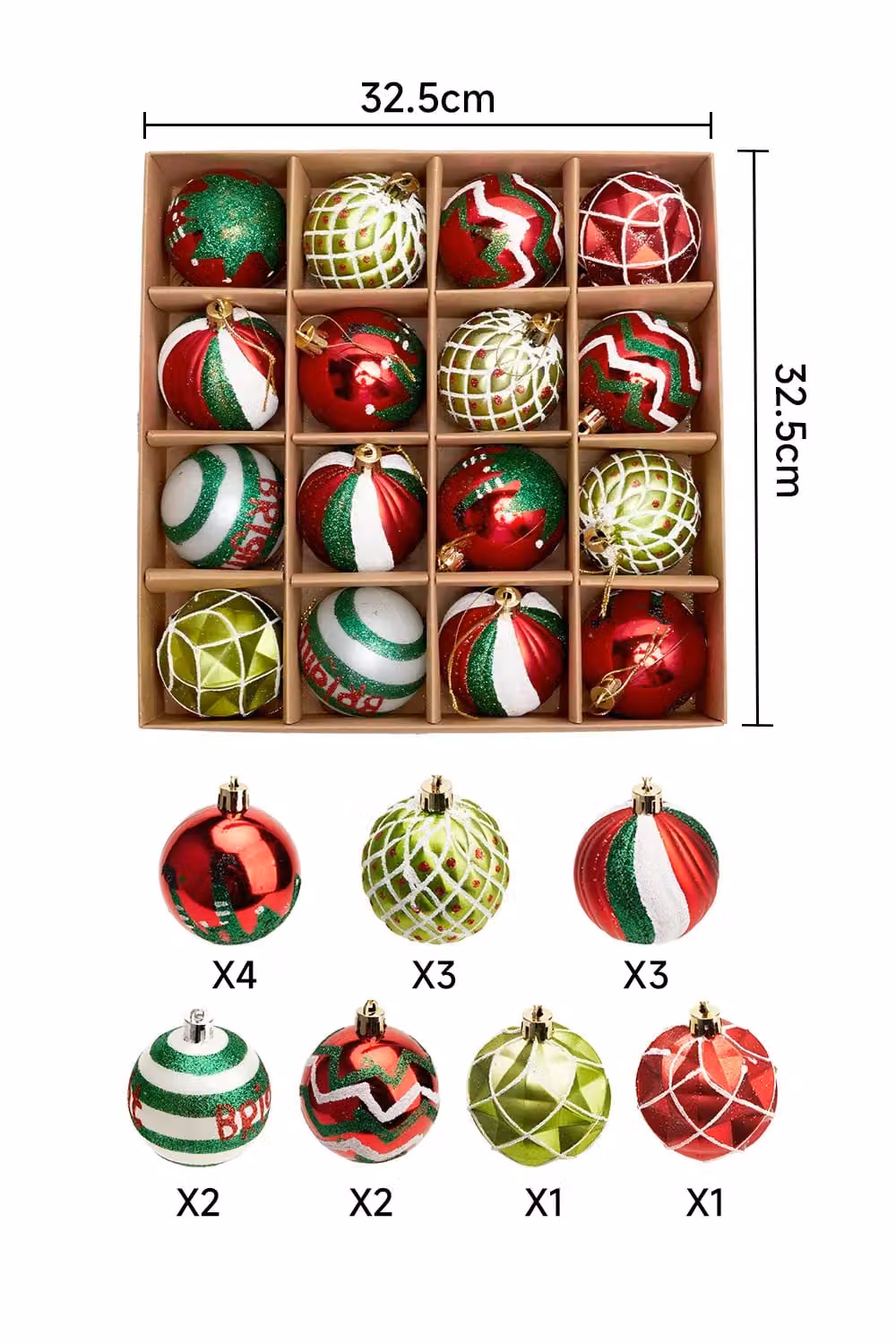 Living and Home 16-Piece Geometric Christmas Hanging Bauble Decorations in Gold and Multicolour – 3
