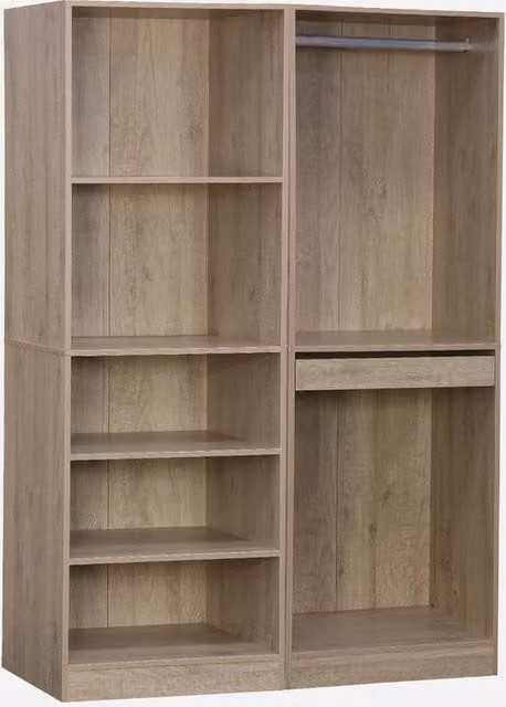 sweeek Modular Dressing Kit with 2 Elements, Light Brown, W: 120 cm, D: 45 cm, H: 180 cm
