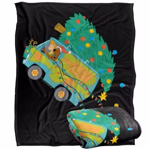 Warner Bros. Scooby Doo Mystery Machine Christmas Super Soft Fleece Throw Blanket for Children, Multicolour, W: 127.0 cm x D: 152.4 cm – 1