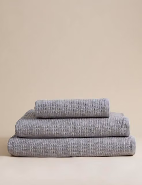 M&S Grey Pure Cotton Reverse Waffle and Terry Towel