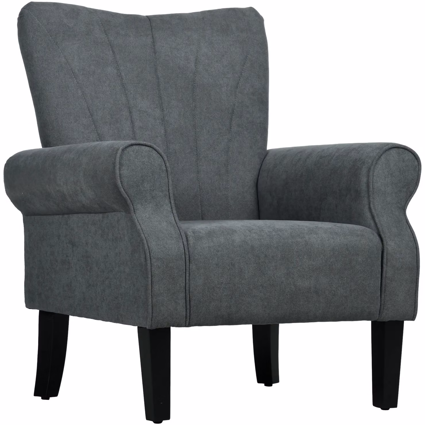 HOMCOM Modern Upholstered Accent Armchair with Wood Legs in Grey – 2