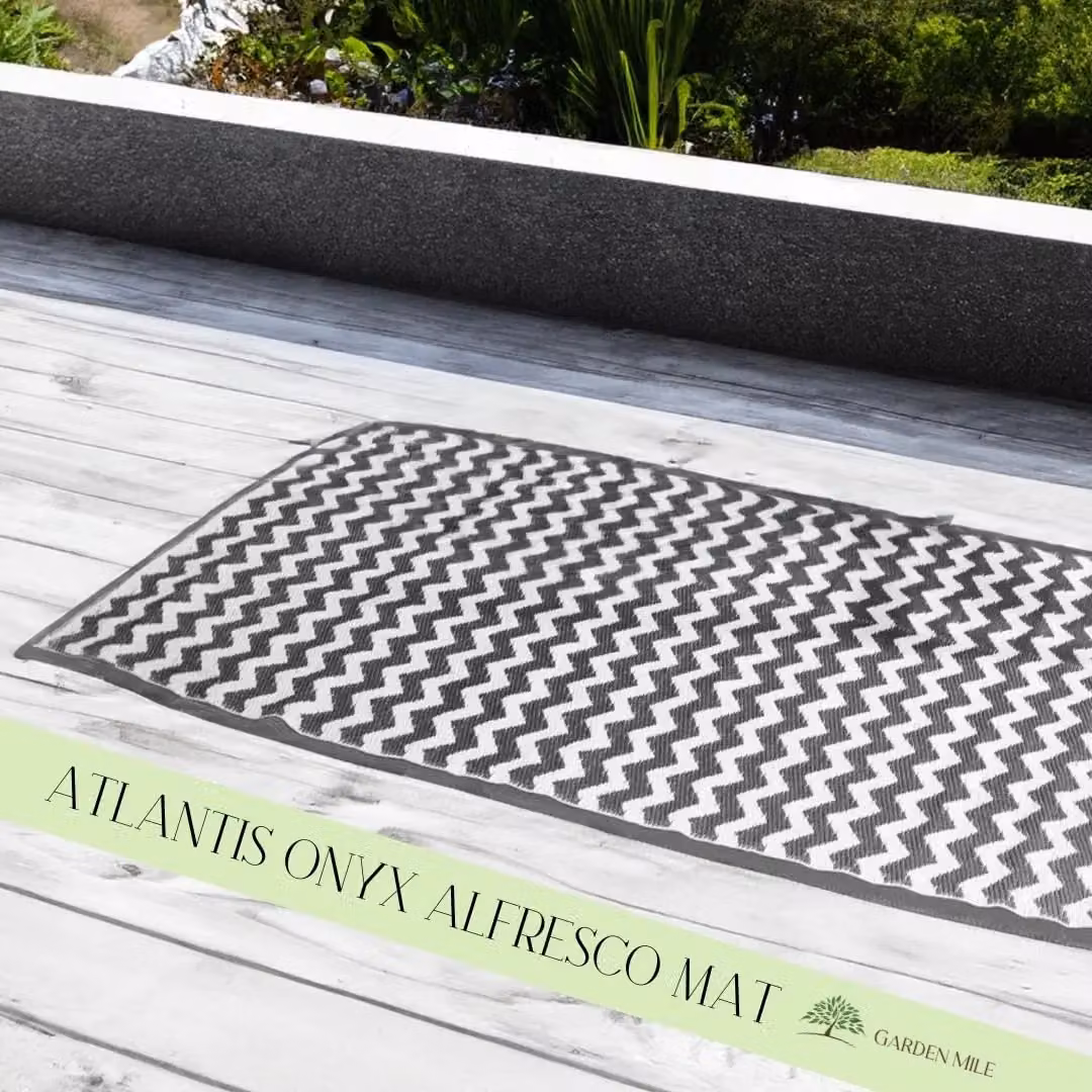 Marco Paul Black Geometric Zig Zag Easy Clean Decorative Garden Mat, W/D/H: 150 x 210 cm – 2