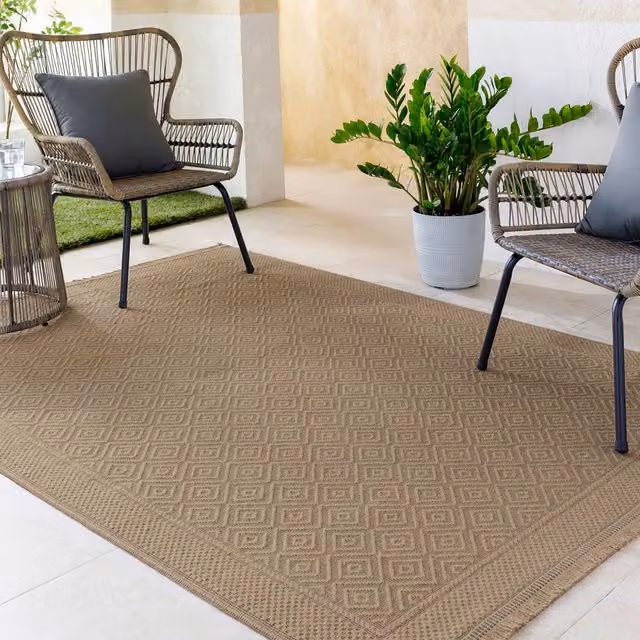 Livabliss Modern Washable Jute Geometric Rug in Beige, W/D/H: 80 x 220 cm