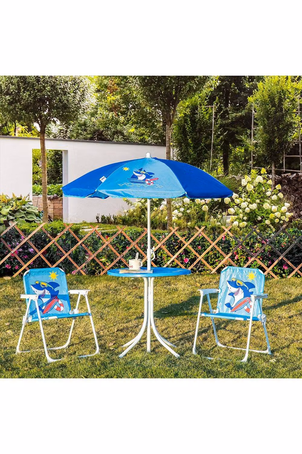 ERGOVEXA Kids Outdoor Bistro Table and Chair Set in Blue for Ages 3-6 Years – 2