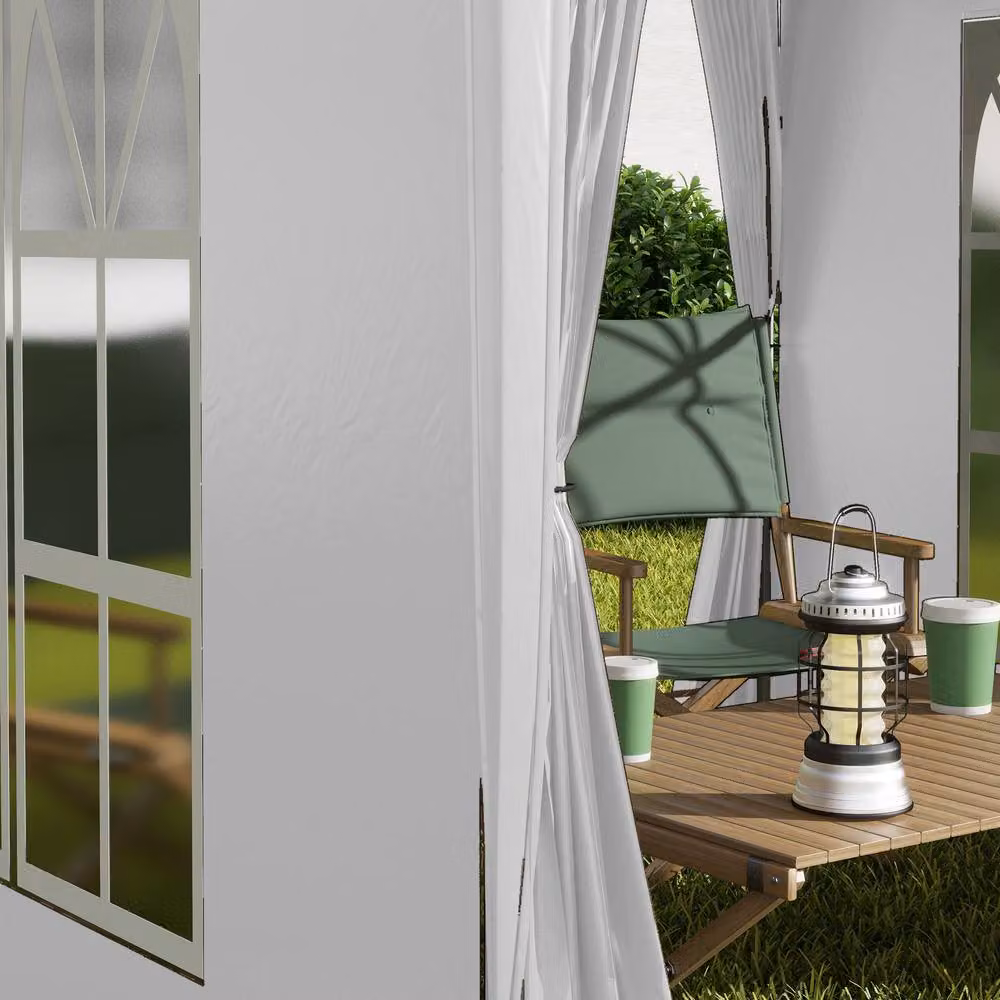 Outsunny White Pop Up Gazebo with Windows and Steel Frame, W: 200 cm, D: 200 cm, H: 240 cm – 8