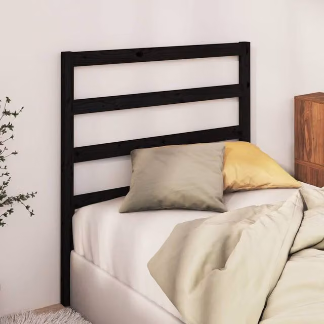 Berkfield Home Beautiful Bed Headboard in Black Solid Pine Wood, W: 96 cm, D: 4 cm, H: 100 cm – 1