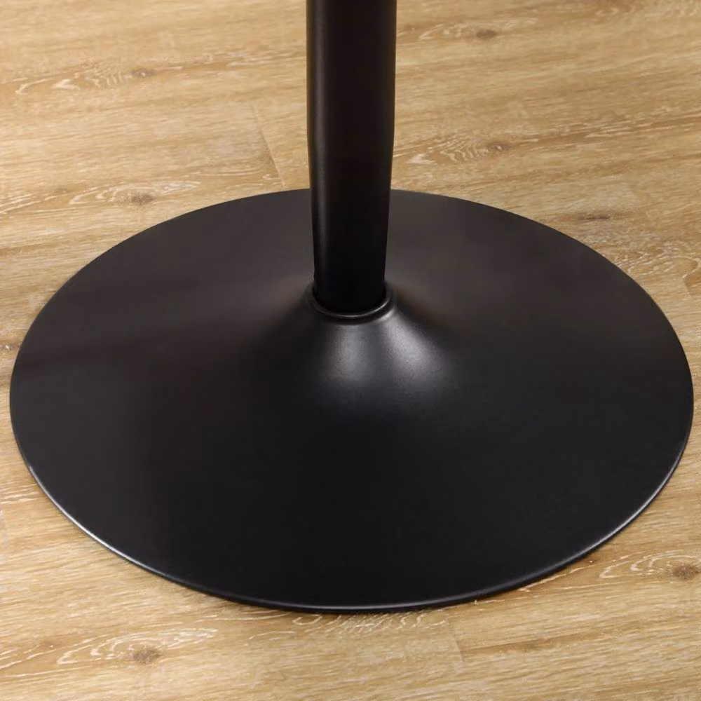 VOGREX Round Dining Table with Steel Base in Black, Diameter: 100 cm – 4