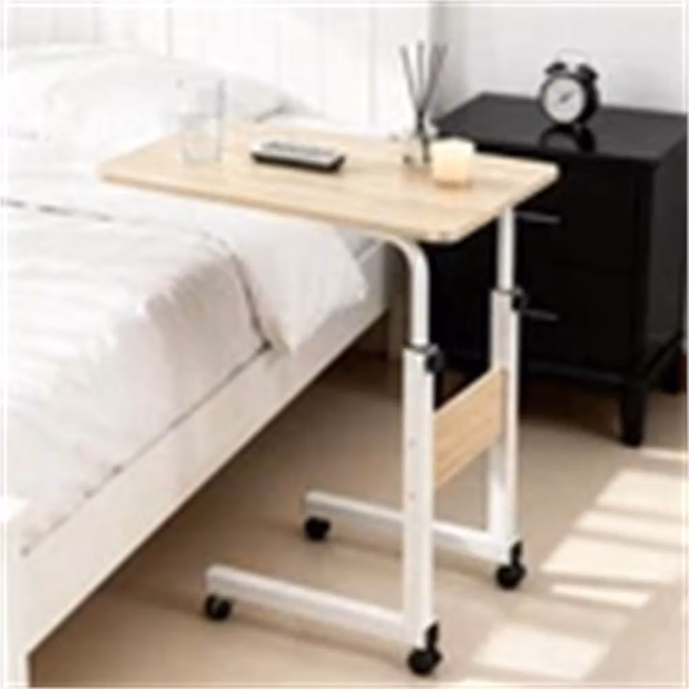Nordara Height Adjustable Mobile Over Bed Table in Light Oak with Castors – 4