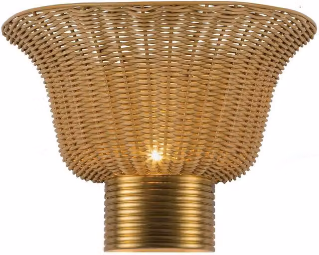 Netlighting Kai Wall Light in Brushed Gold and Rattan – 1