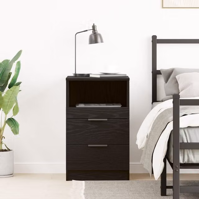 Berkfield Home Black Oak Nightstand in MDF, W/D/H: 40 x 35 x 65 cm – 1