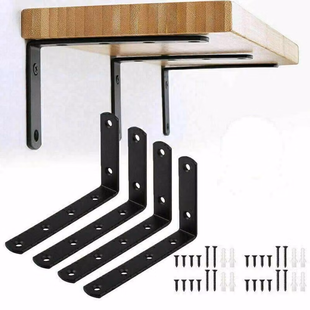 Havendro 8-Pack L-Shape Heavy Duty Steel Corner Brackets in Matt Black – 3