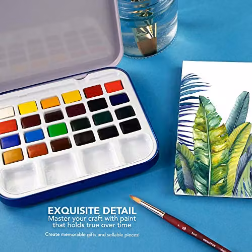 Daler Rowney DR Aquafina 24 Half Pan Travel Watercolour Set, Multicolour – 3