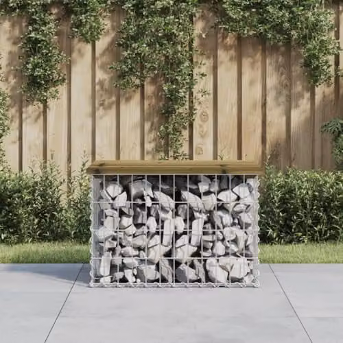 vidaXL Gabion Design Garden Bench in Impregnated Pine Wood, W/D/H: 63 x 44 x 42 cm – 2