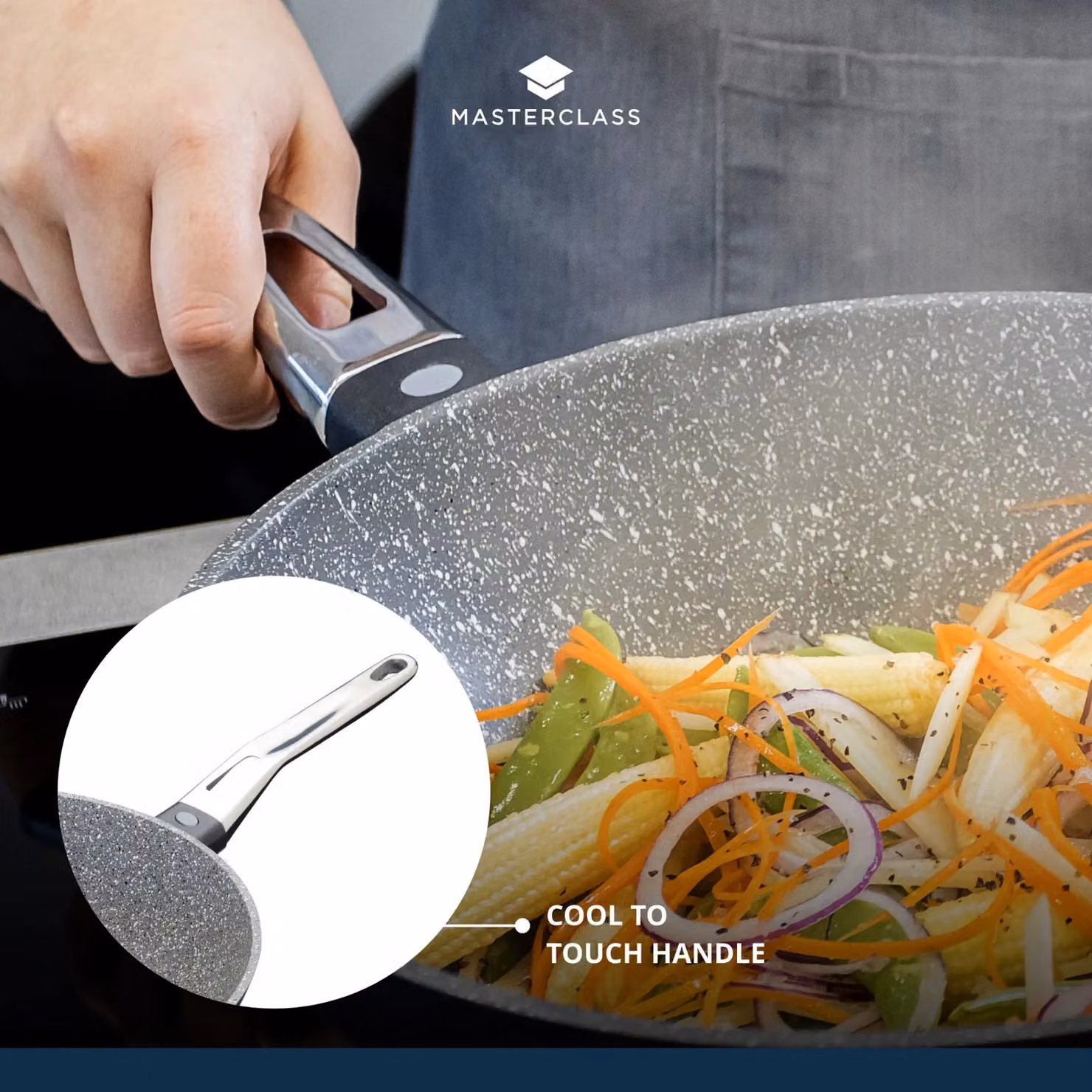 MasterClass Non-Stick Aluminium Wok Stir Fry Pan in Grey – 9