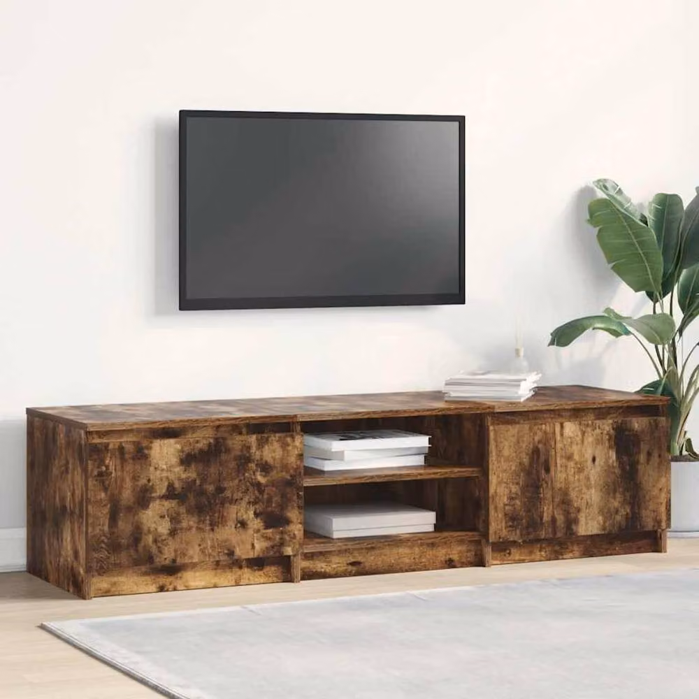 Berkfield Home Smoked Oak TV Cabinet in Brown, W/D/H: 140 x 40 x 35.5 cm – 2