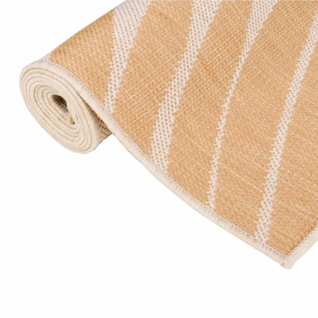 Berkfield Home Yellow Floral Outdoor Flatweave Rug, Diameter: 100 cm